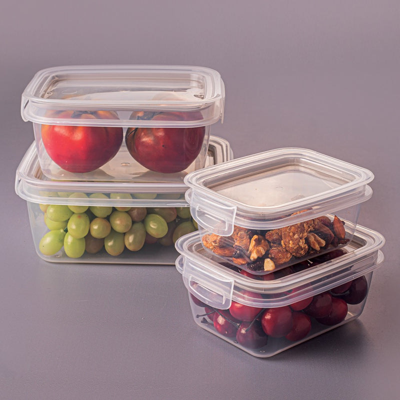 5-Pc Perfect Lock Food Storage Containers Set Plasutil | BPA-Free | Airtight Lids with 4 Locking Tabs | Microwave, Dishwasher & Freezer Safe | Ideal for Lunch, Meal Prep & Leftovers | Kitchen Organization, Pantry