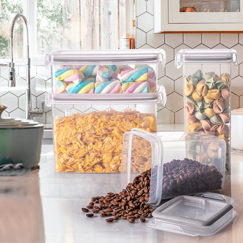 6-Pc Perfect Lock Food Storage Containers Set Plasutil | BPA-Free | Airtight Lids with 4 Locking Tabs | Microwave, Dishwasher & Freezer Safe | Ideal for Lunch, Meal Prep & Leftovers | Kitchen Organization, Pantry