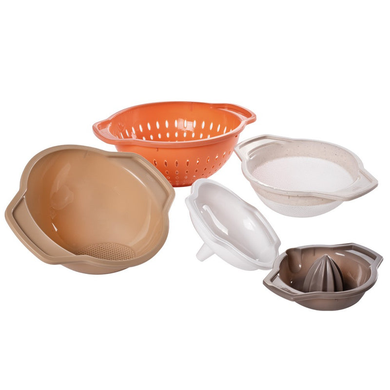 5 Plastic Pieces: 3 colanders, Hand Juicer and Funnel | BPA-Free