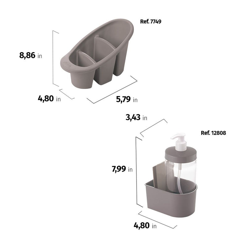 Plasutil 4 Piece Kitchen Sink Organizer Set | Sponge Holder, Cup Drainer, Cutlery Drainer, Mini Trash Can with Lid BPA Free