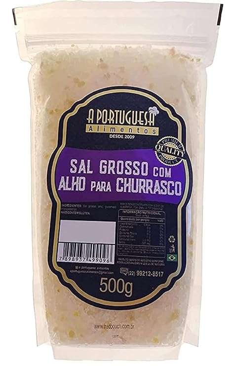 TEMPERO SAL GROSSO COM ALHO PARA CHURRASCO 500G A PORTUGUESA