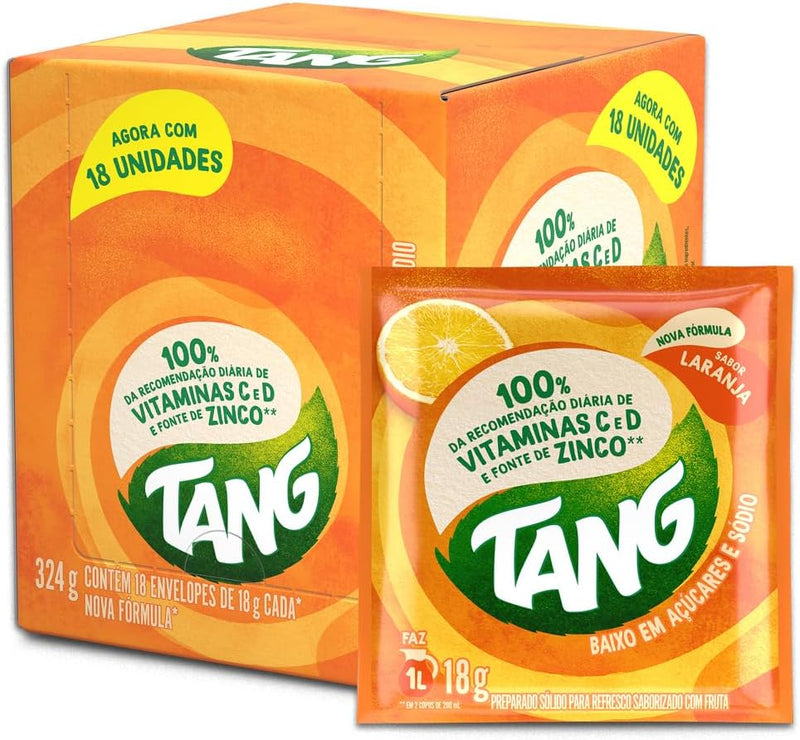 REFRESCO EM PÓ TANG LARANJA CAIXA COM 18 UND