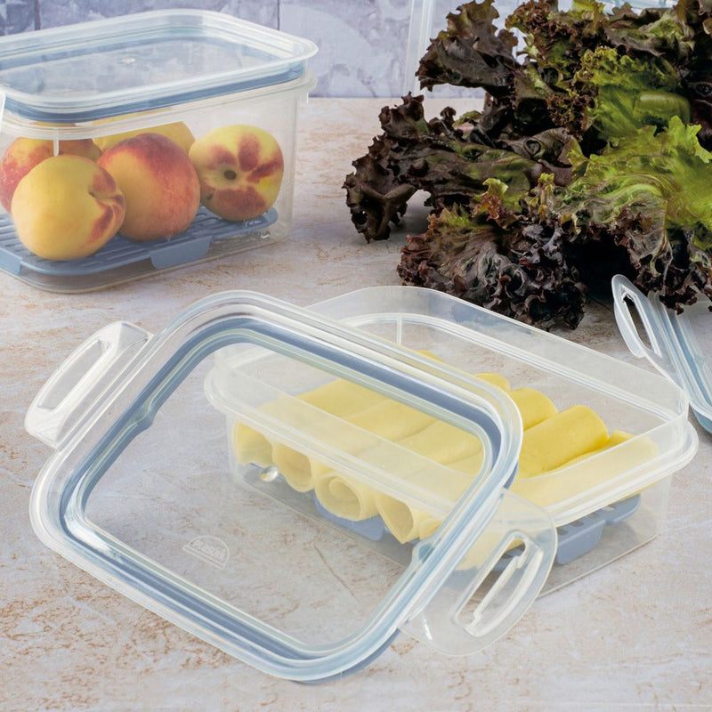 Food Storage Container for Fridge 17 fl oz Hermetic Closure Plasutil | BPA Free Plastic Refrigerator with Removable Drain & Lid