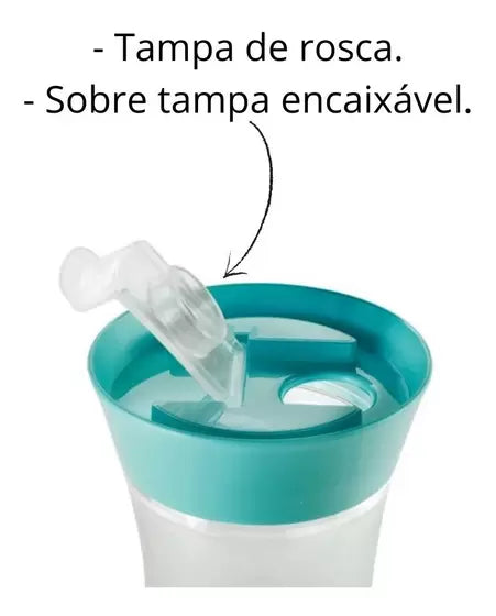 Botella de 1 litro de fácil mezcla con tapa redonda hermética con tapa a presión, transparente y azul Plasutil | Sin BPA 9334