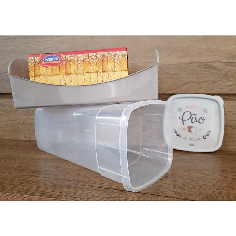 Contenedor para pan de molde con cajón | Panera de plástico sin BPA | Decora Plasutil 3407