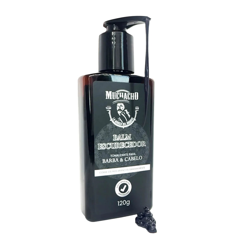 Muchacho Beard and Hair Darkening Balm 4.1oz | With Comb Applicator | Goodbye to Gray Strands