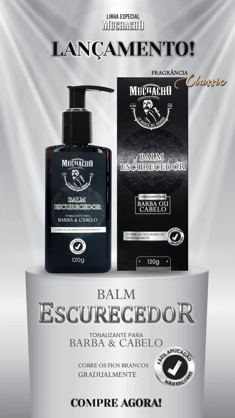 Muchacho Beard and Hair Darkening Balm 4.1oz | With Comb Applicator | Goodbye to Gray Strands