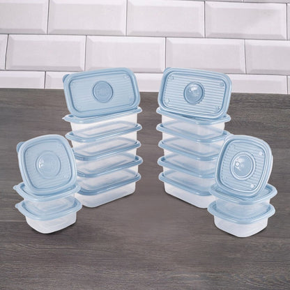 Juego de 18 piezas de plástico rectangular para preparar comidas | Sin BPA | Contenedor de almacenamiento de alimentos con tapa abatible Plasutil