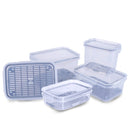 5-Pc Perfect Lock Fridge Storage Organizer Bins with Removable Drain Set Plasutil | BPA-Free | Airtight Lids Stackable Refrigerator Containers for Fruit & Vegetables | Microwave, Dishwasher & Freezer Safe | Kitchen Organization, Pantry
