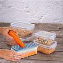 5-Pc Perfect Lock Food Storage Containers Set Plasutil | BPA-Free | Airtight Lids with 4 Locking Tabs, Microwave, Dishwasher & Freezer Safe | Ideal for Lunch, Meal Prep & Leftovers | Kitchen Organization, Pantry