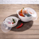 Microwave Steamer Bowl with Lid and Tray Plasutil | Pack of 2 | Heating Dish | Noodle Bowl | Microwave Cookware, Steamer and Storage Set