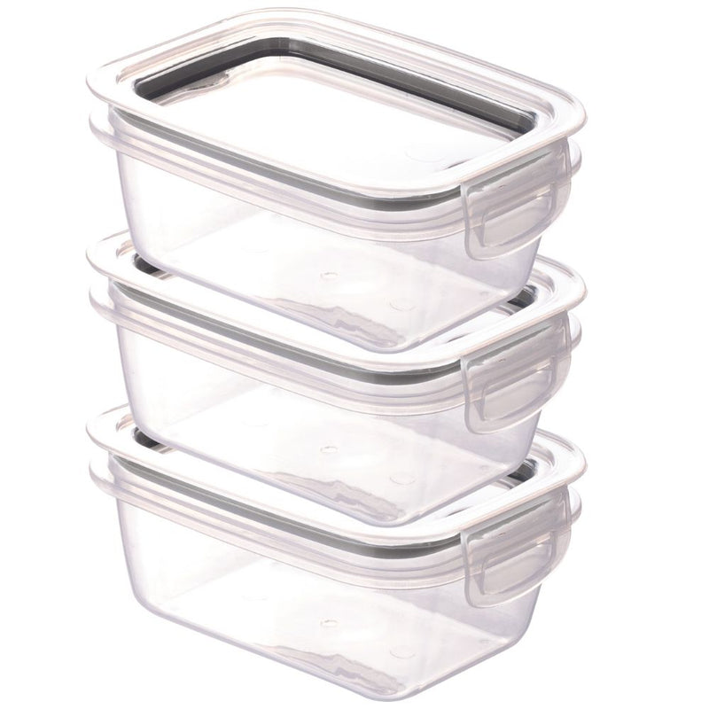 Plastic Food Storage Container with Hermetic Closure, 30.77 fl oz Clear Grey Plasutil | Rectangle Meal Prep Container | Microwave, Dishwasher, and Freezer Safe | BPA-Free 7827